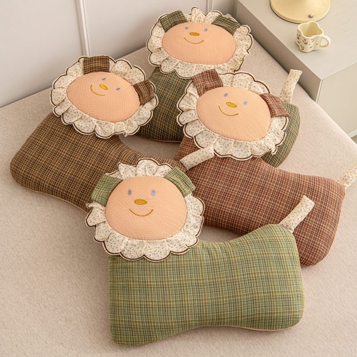 91家纺网 家纺一手货源 找家纺 大熊枕芯 2025新款全棉纯棉萌趣狮子荞麦枕荞麦壳护颈枕枕头枕套 组合图仅供参考 45x50cm/对