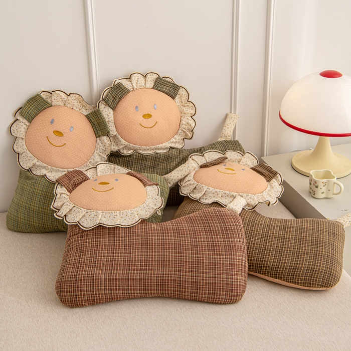 91家纺网 家纺一手货源 找家纺 大熊枕芯 2025新款全棉纯棉萌趣狮子荞麦枕荞麦壳护颈枕枕头枕套 组合图仅供参考 45x50cm/对