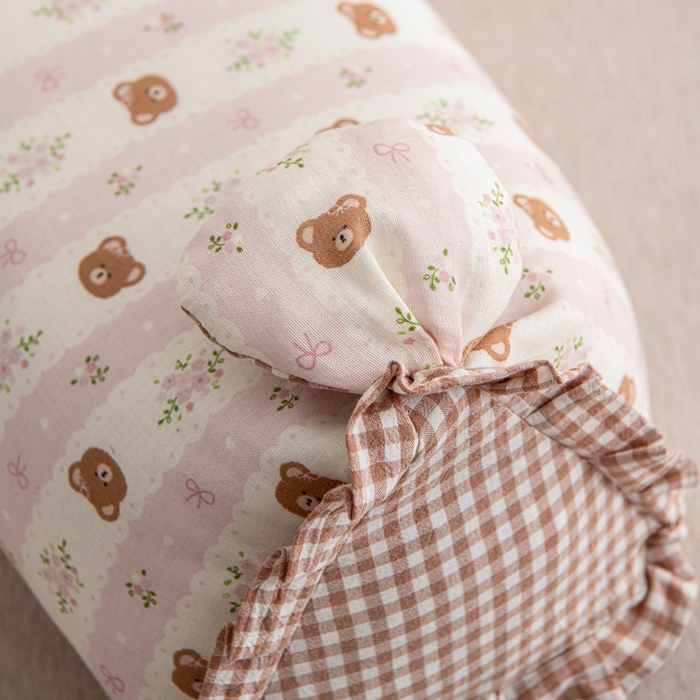 91家纺网 家纺一手货源 找家纺 大熊枕芯 2025新款全棉纯棉三角兔子荞麦枕全荞麦壳颈椎枕午睡护颈枕头枕芯 三角兔-小熊粉 50x15x15cm/只