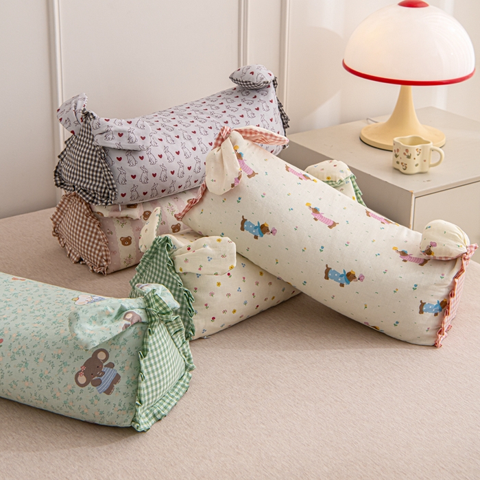 91家纺网 家纺一手货源 找家纺 大熊枕芯 2025新款全棉纯棉三角兔子荞麦枕全荞麦壳颈椎枕午睡护颈枕头枕芯 组合图仅供参考 50x15x15cm/对