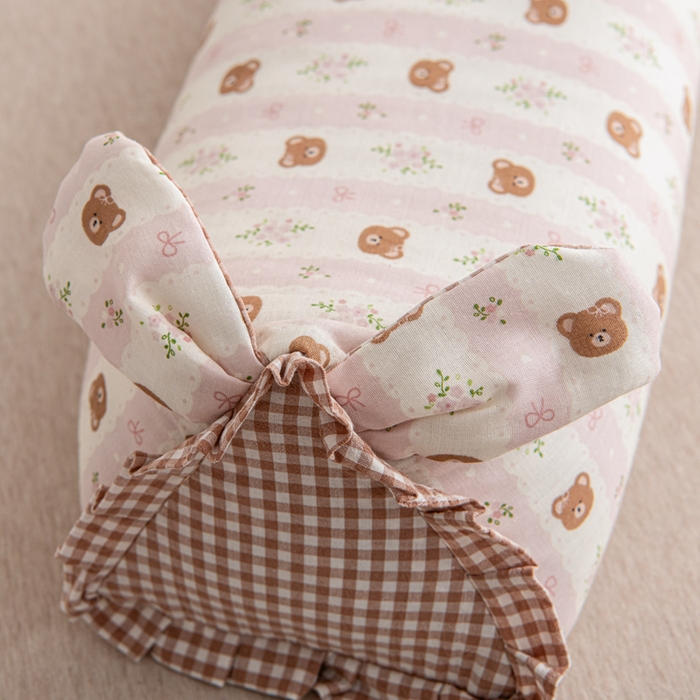 91家纺网 家纺一手货源 找家纺 大熊枕芯 2025新款全棉纯棉三角兔子荞麦枕全荞麦壳颈椎枕午睡护颈枕头枕芯 三角兔-小熊粉 50x15x15cm/对