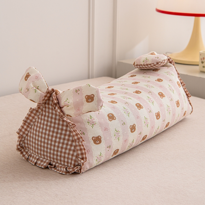 91家纺网 家纺一手货源 找家纺 大熊枕芯 2025新款全棉纯棉三角兔子荞麦枕全荞麦壳颈椎枕午睡护颈枕头枕芯 三角兔-小熊粉 50x15x15cm/对