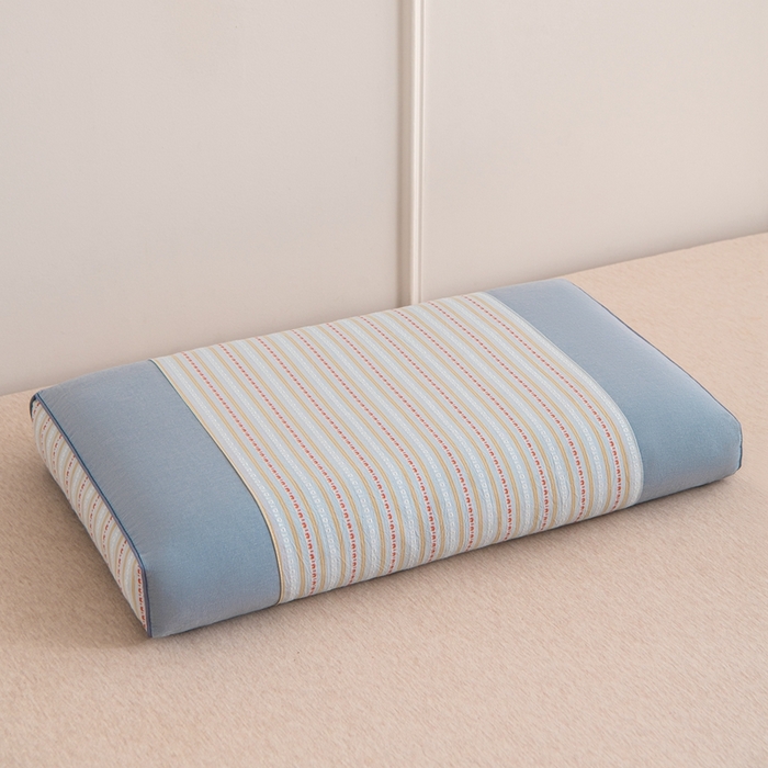 91家纺网 家纺一手货源 找家纺 大熊枕芯 2025新款全棉纯棉3d宫廷荞麦枕全荞麦壳枕头枕芯 3d宫廷荞麦枕-浅蓝 35x55cm/对