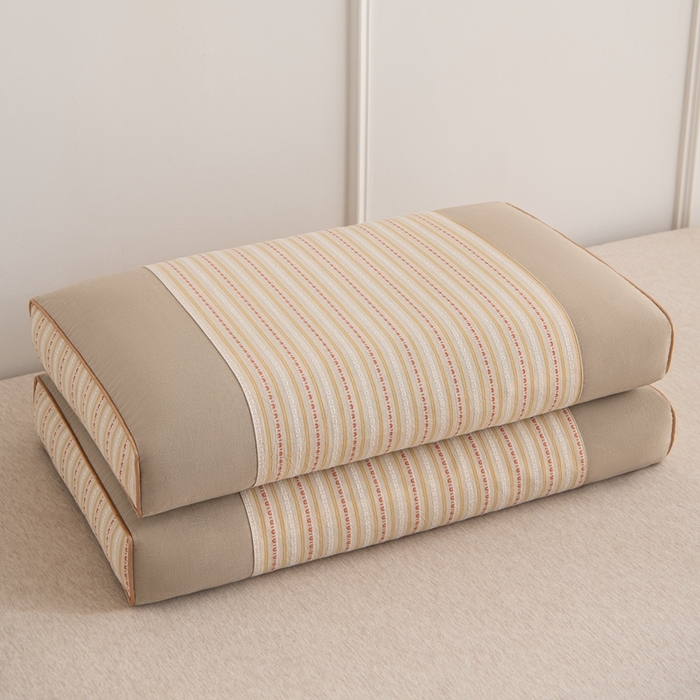 91家纺网 家纺一手货源 找家纺 大熊枕芯 2025新款全棉纯棉3d宫廷荞麦枕全荞麦壳枕头枕芯 3d宫廷荞麦枕-卡其 35x55cm/对