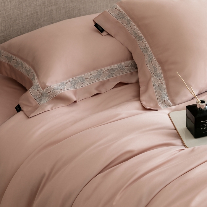 91家纺网 家纺一手货源 找家纺 馨蕊家居 2025春夏新品LF兰精天丝四件套-森蔓 天丝森蔓-蔷薇粉