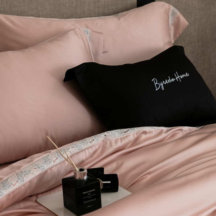 91家纺网 家纺一手货源 找家纺 馨蕊家居 2025春夏新品LF兰精天丝四件套-森蔓 天丝森蔓-蔷薇粉