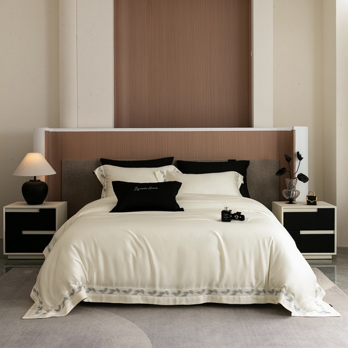 馨蕊家居 2025春夏新品LF兰精天丝四件套-森蔓 天丝森蔓-月光白