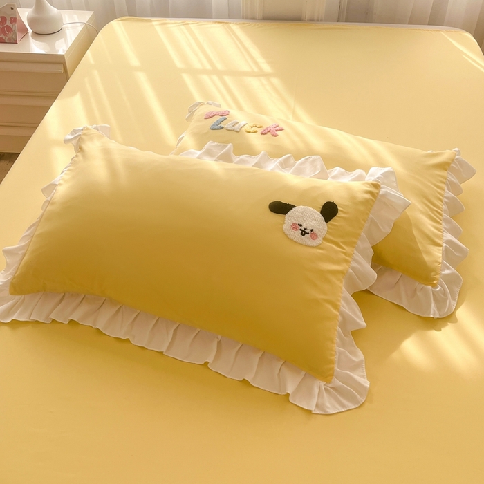 91家纺网 家纺一手货源 找家纺 （总）雨菲家纺 2025新款学生季水洗棉毛巾绣花枕套