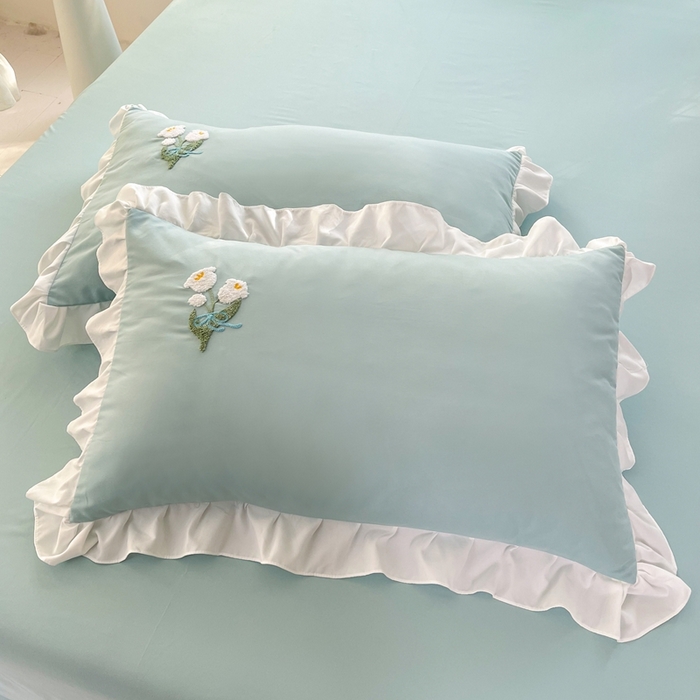 91家纺网 家纺一手货源 找家纺 （总）雨菲家纺 2025新款学生季水洗棉毛巾绣花枕套