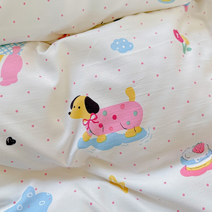 91家纺网 家纺一手货源 找家纺 雨菲家纺 2025新款学生季小清新公主风荷叶花边印花三件套四件套床单床笠款 美吉宠宝