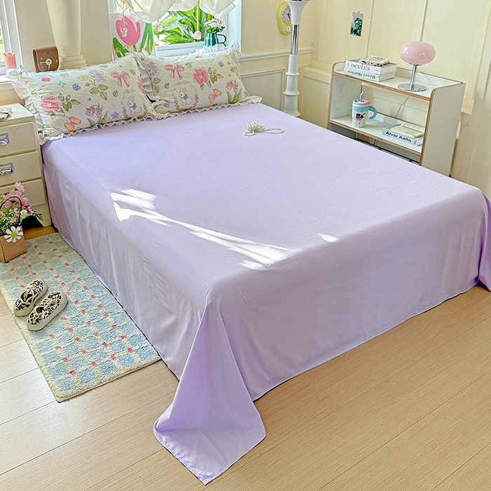 91家纺网 家纺一手货源 找家纺 雨菲家纺 2025新款学生季小清新公主风荷叶花边印花三件套四件套床单床笠款 茉莉兔