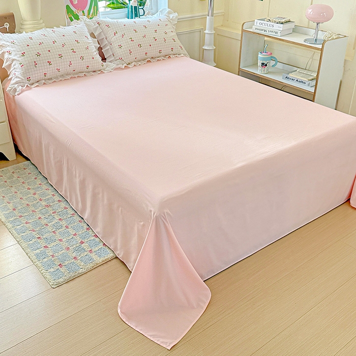 91家纺网 家纺一手货源 找家纺 雨菲家纺 2025新款学生季小清新公主风荷叶花边印花三件套四件套床单床笠款 樱桃之恋