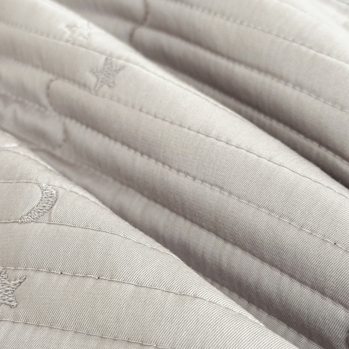 91家纺网 家纺一手货源 找家纺 橘夏家纺 2025新款夏季凉感莱赛尔天丝轻奢风星月款多功能床盖三件套软凉席盖毯 星耀灰