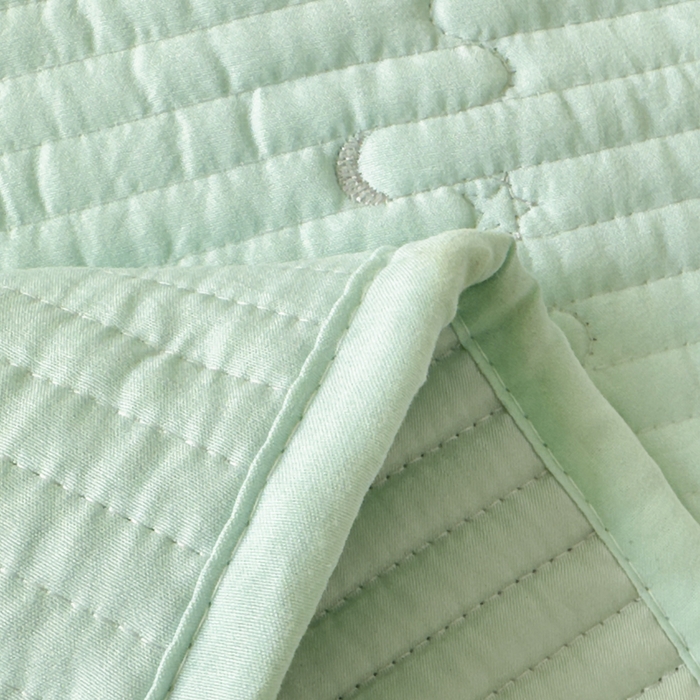 91家纺网 家纺一手货源 找家纺 橘夏家纺 2025新款夏季凉感莱赛尔天丝轻奢风星月款多功能床盖三件套软凉席盖毯 薄荷绿