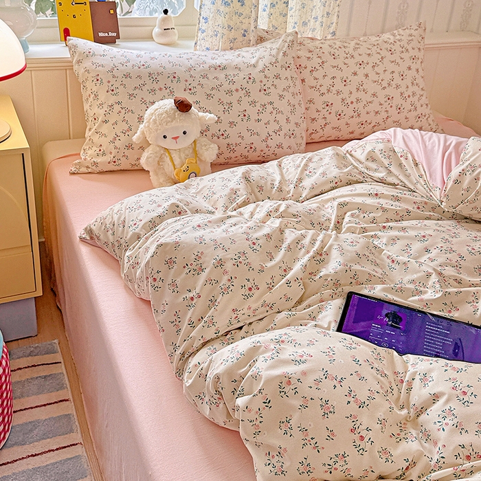 91家纺网 家纺一手货源 找家纺 妖妖2025新款软糯水洗棉四件套 春山慢寻