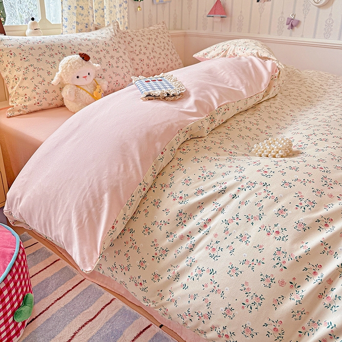 91家纺网 家纺一手货源 找家纺 妖妖2025新款软糯水洗棉四件套 春山慢寻