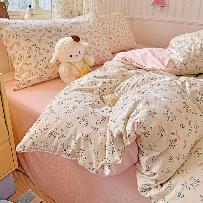 91家纺网 家纺一手货源 找家纺 妖妖2025新款软糯水洗棉四件套 春山慢寻