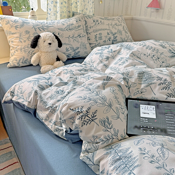 91家纺网 家纺一手货源 找家纺 妖妖2025新款软糯水洗棉四件套 春野集