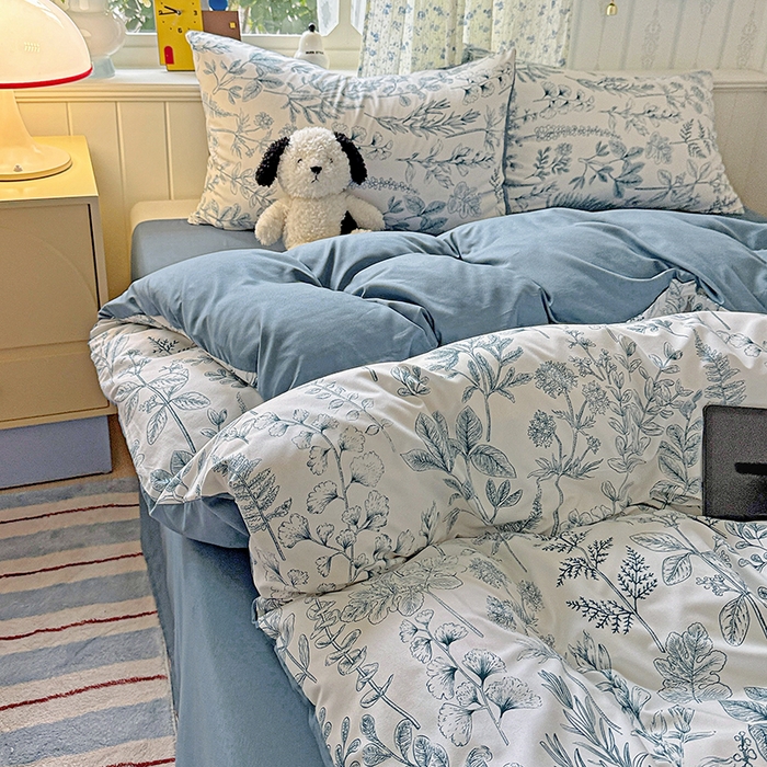 91家纺网 家纺一手货源 找家纺 妖妖2025新款软糯水洗棉四件套 春野集