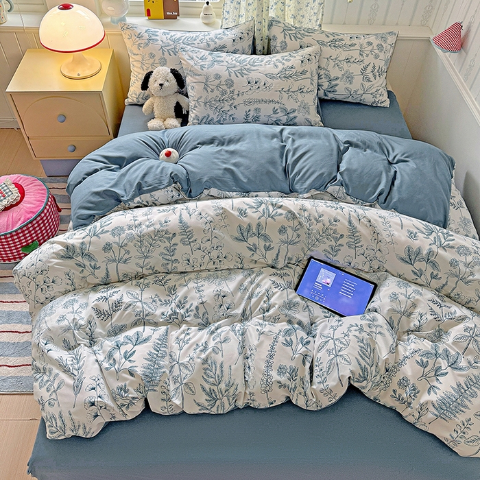 91家纺网 家纺一手货源 找家纺 妖妖2025新款软糯水洗棉四件套 春野集