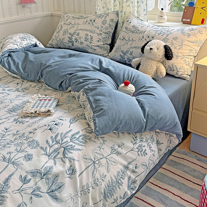 91家纺网 家纺一手货源 找家纺 妖妖2025新款软糯水洗棉四件套 春野集