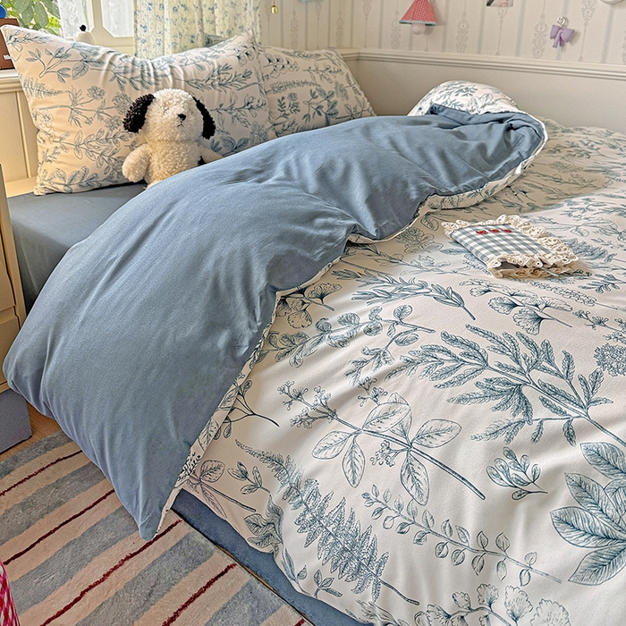 91家纺网 家纺一手货源 找家纺 妖妖2025新款软糯水洗棉四件套 春野集