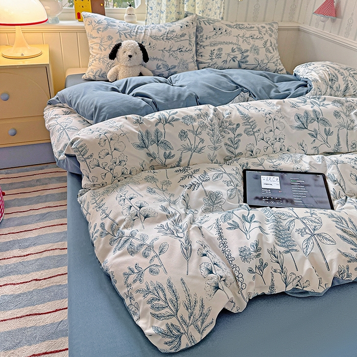 91家纺网 家纺一手货源 找家纺 妖妖2025新款软糯水洗棉四件套 春野集