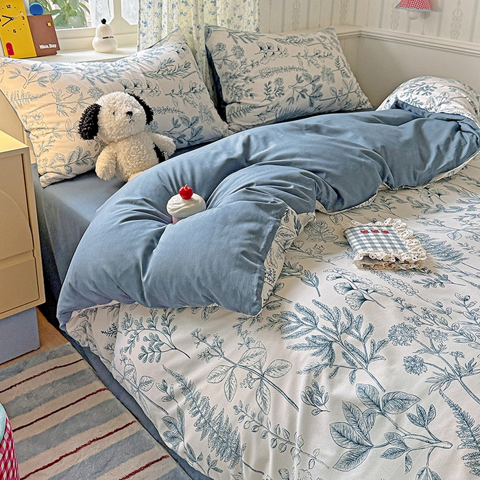 91家纺网 家纺一手货源 找家纺 妖妖2025新款软糯水洗棉四件套 春野集