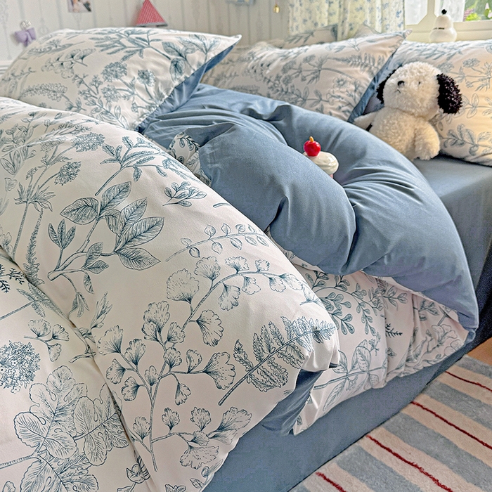 91家纺网 家纺一手货源 找家纺 妖妖2025新款软糯水洗棉四件套 春野集