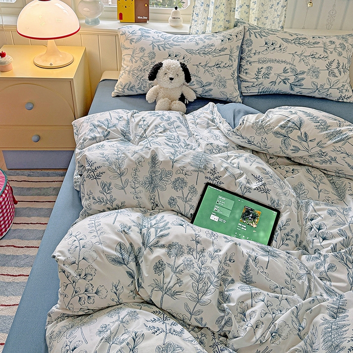 91家纺网 家纺一手货源 找家纺 妖妖2025新款软糯水洗棉四件套 春野集