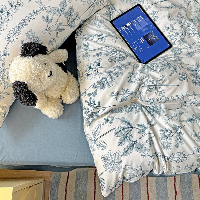 91家纺网 家纺一手货源 找家纺 妖妖2025新款软糯水洗棉四件套 春野集