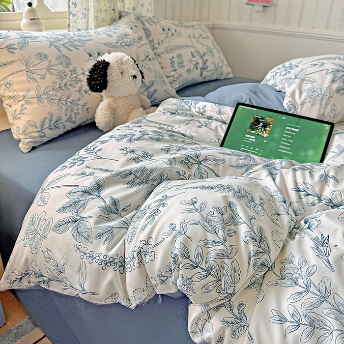 91家纺网 家纺一手货源 找家纺 妖妖2025新款软糯水洗棉四件套 春野集