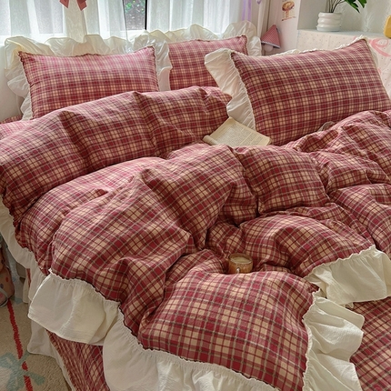 91家纺网 家纺一手货源 找家纺 （总）美梦家纺2025新款皱皱纱花边被套床盖四件套