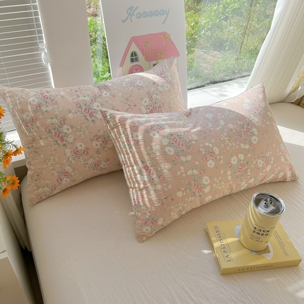 91家纺网 家纺一手货源 找家纺 （总）韩巢家纺 2025新款云感提花双层纱枕套头套枕芯套