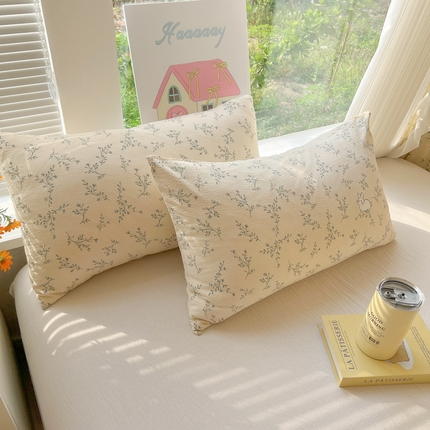 韩巢家纺 2025新款云感提花双层纱枕套头套枕芯套 森田野园