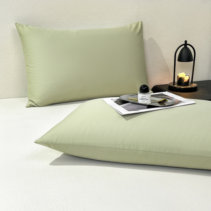 91家纺网 家纺一手货源 找家纺 暖季家纺 2025新款全棉13376单枕套系列 40-纯色果绿