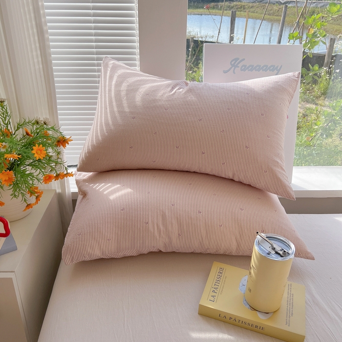 91家纺网 家纺一手货源 找家纺 韩巢家纺 2025新款云感提花双层纱枕套头套枕芯套 紫倾心