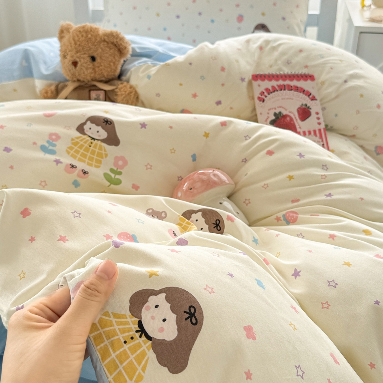 91家纺网 家纺一手货源 找家纺 慕尚家纺 2025新款13070全棉学生季全棉学生床三件套 小糖豆