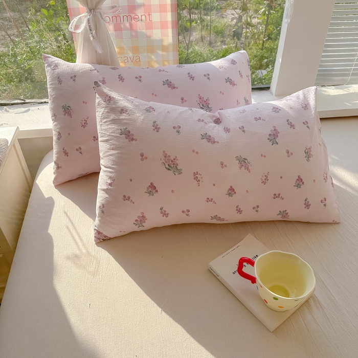 91家纺网 家纺一手货源 找家纺 韩巢家纺 2025新款云感提花双层纱枕套头套枕芯套 葡萄七分甜