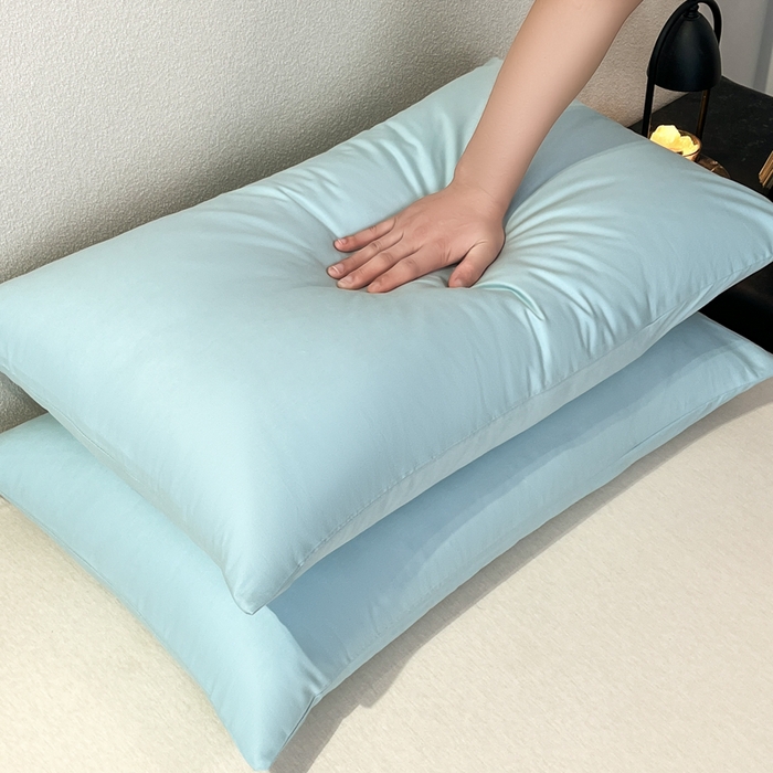 91家纺网 家纺一手货源 找家纺 暖季家纺 2025新款全棉13376单枕套系列 40-纯色天空蓝