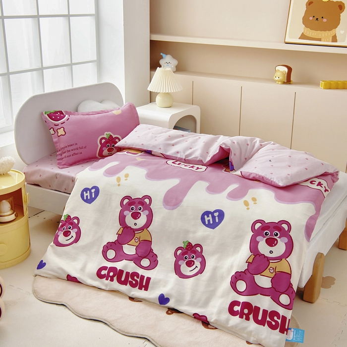 91家纺网 家纺一手货源 找家纺 （总）梵赫 2025新款小版全棉纯棉卡通幼儿园儿童三件套套件