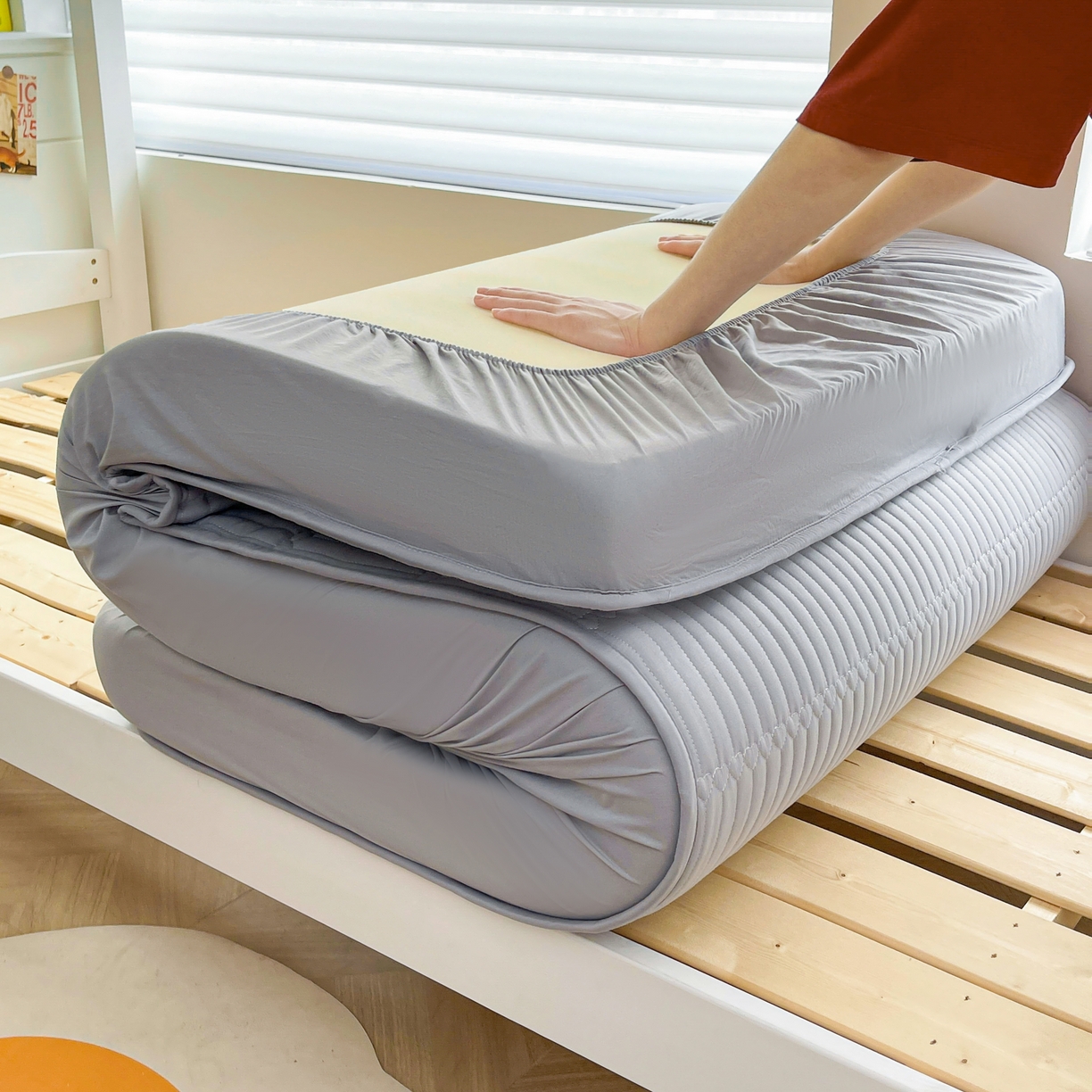 91家纺网 家纺一手货源 找家纺 （总）雯豆2025新品学生床上下铺夹棉床笠宿舍床垫保护套