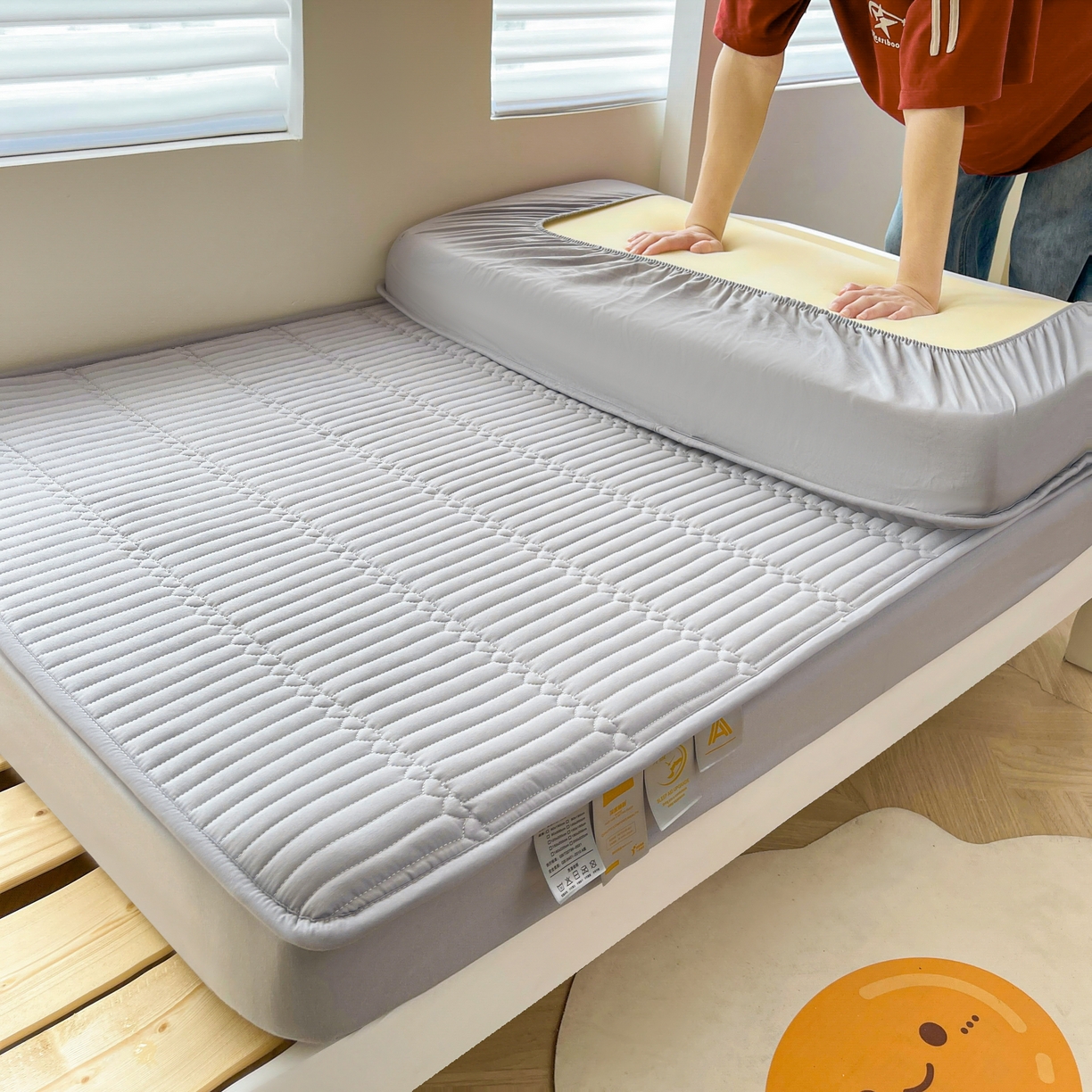 91家纺网 家纺一手货源 找家纺 （总）雯豆2025新品学生床上下铺夹棉床笠宿舍床垫保护套