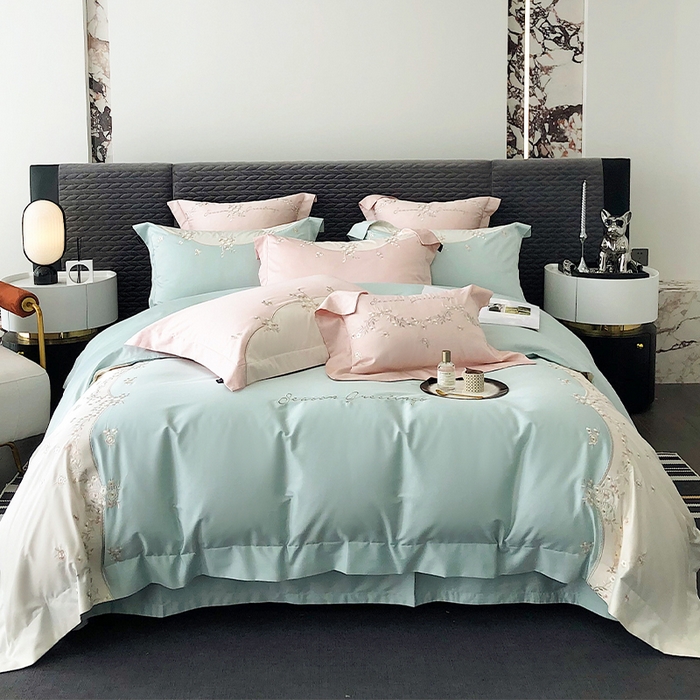 91家纺网 家纺一手货源 找家纺 （总）乐美家纺 2025新款A类100支新疆长绒棉全棉纯棉轻奢刺绣四件套-花城秘境系列