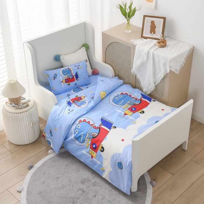 91家纺网 家纺一手货源 找家纺 梵赫 2025新款小版全棉纯棉卡通幼儿园儿童三件套套件 飞行员