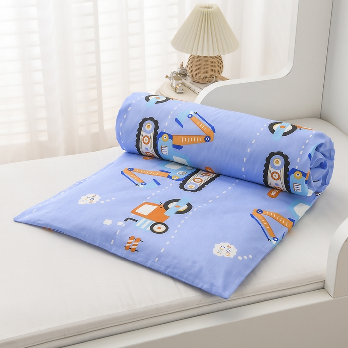 91家纺网 家纺一手货源 找家纺 梵赫 2025新款小版全棉纯棉卡通幼儿园儿童三件套套件 开心挖机