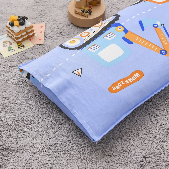 91家纺网 家纺一手货源 找家纺 梵赫 2025新款小版全棉纯棉卡通幼儿园儿童三件套套件 开心挖机