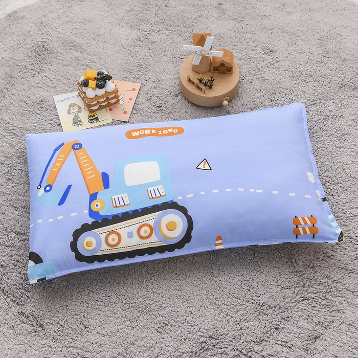 91家纺网 家纺一手货源 找家纺 梵赫 2025新款小版全棉纯棉卡通幼儿园儿童三件套套件 开心挖机