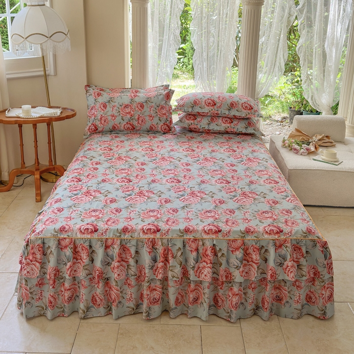 91家纺网 家纺一手货源 找家纺 （总）雨田2025新款夹棉印花床裙