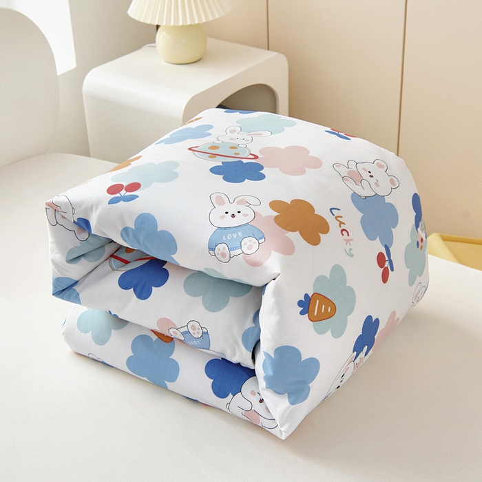 91家纺网 家纺一手货源 找家纺 梵赫 2025新款小版全棉纯棉卡通幼儿园儿童三件套套件 可爱萌兔